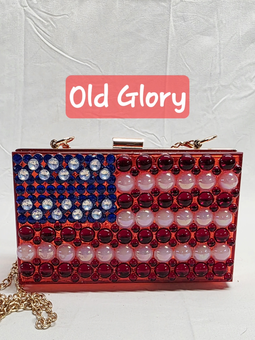 Handmade Pearl Chaos Red Transparent Clutch - Old Glory